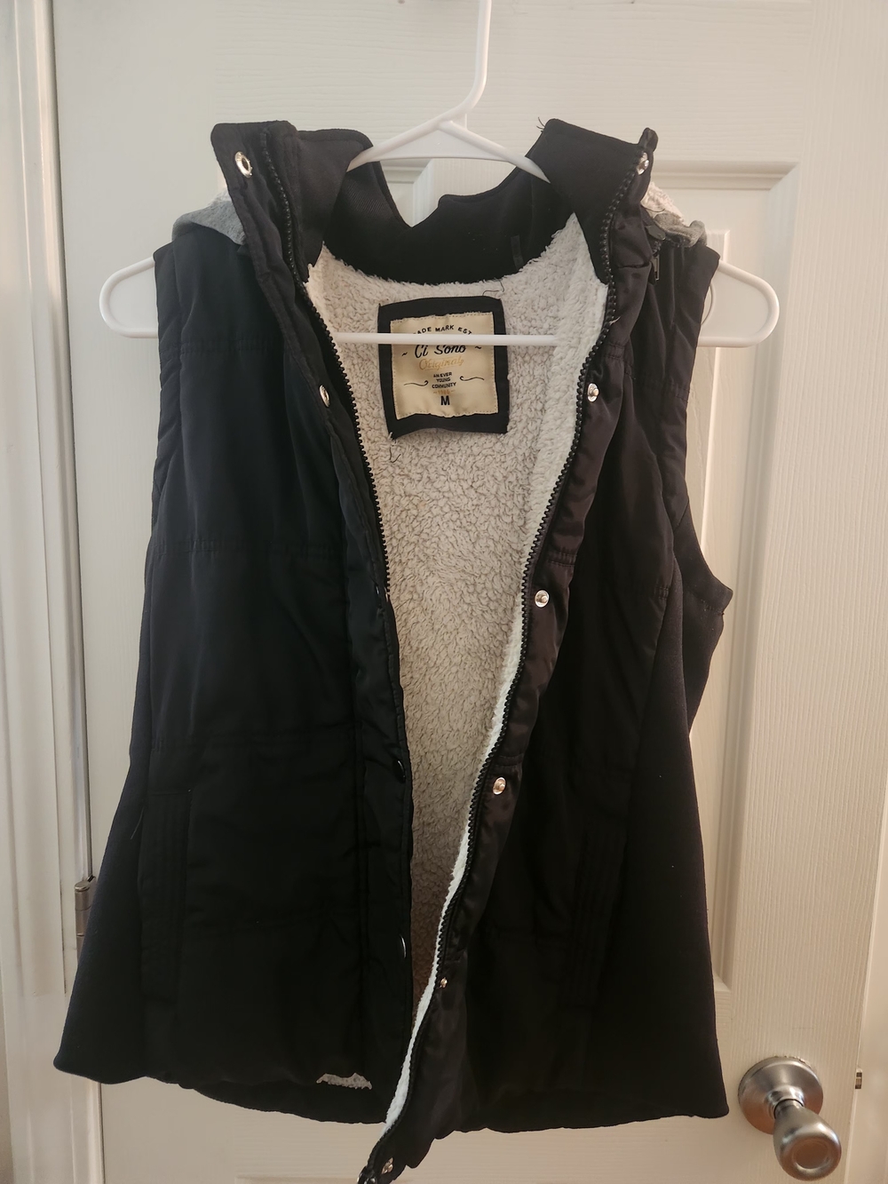 Ci Sono Black Quilted Vest with Sherpa Lining